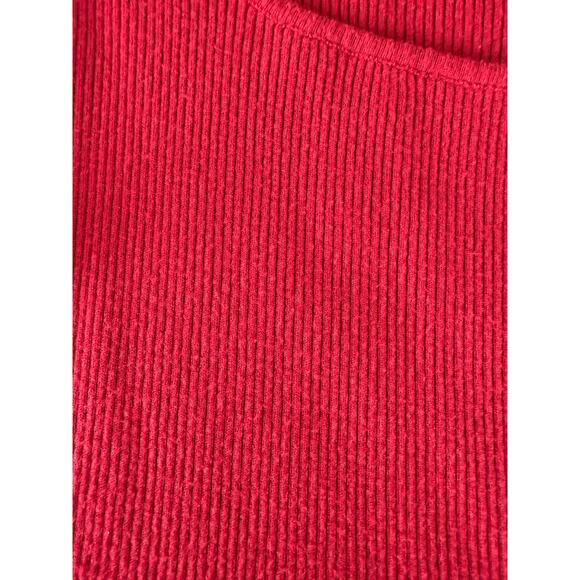 On twelfth Plus Size 3X Ribbed Polka Dot Square Neck Blouse Red Long Sleeve Top - Picture 7 of 10